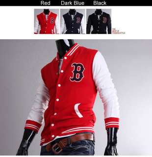   Stylish Slim Fit Mens Baseball Sports Jackets Coats 3 Colors 4 US Size