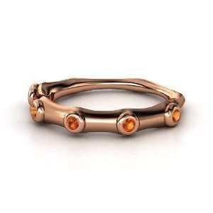  Bamboo Ring, 14K Rose Gold Ring with Fire Opal Jewelry