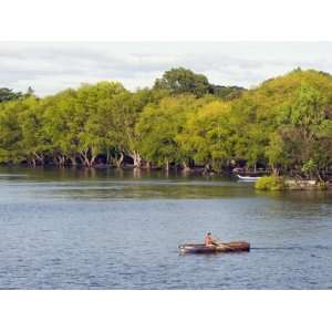  Man Rowing a Boat on Ometepe Island, Lake Nicaragua 