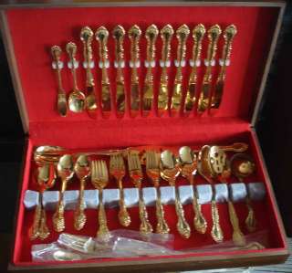 GOLD Plated SUPREME Cutlery by Towle 64 Piece set w Box  