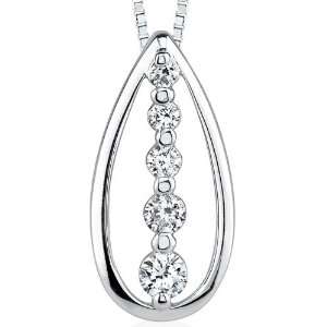  Style Open Pear shape Slider Pendant Necklace with CZ Peora Jewelry