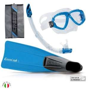  Cressi Snorkeling Dive Mask Fin Snorkel Set Package 
