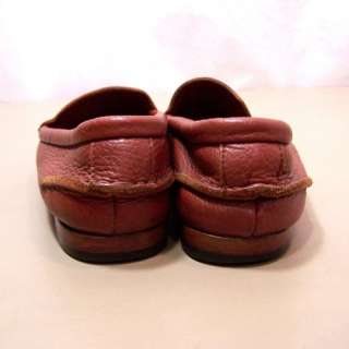 Cole Haan Womans Cognac Pebbled Leather Flats Loafers Made in Italy 
