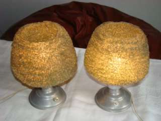 Eames, Retro Pair of Green Spaghetti Table Lamps. Mushroom 1960s 