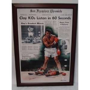  MUHAMMAD ALI Signed Framed 29x40 Lithograph Canvas PSA 