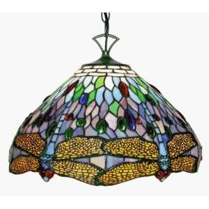  Stained Glass Tiffany DragonFly Pattern Hanging Lamp 