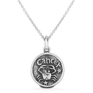Bling Jewelry Sterling Silver Cancer Zodiac Pendant Necklace with 16 