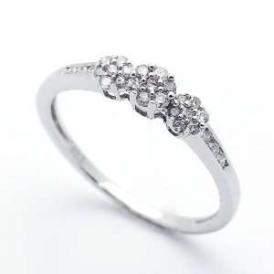 Plated Sterling Silver Wedding & Engagement Ring 0.27ctw Diamond Three 