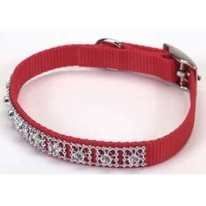 Jeweled Dog Collar   10 in. Red with Swarovski Crystal Jewels with a 