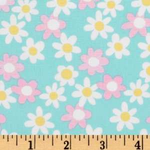  44 Wide Tea Party Flowers Aqua Fabric By The Yard Arts 