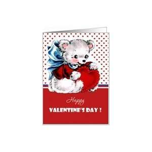  Happy Valentines Day. Vintage Teddy Bear with Heart Card 