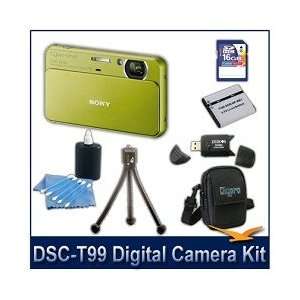 shot DSC T99 14MP Green Touchscreen Digital Camera. Kit Includes 16 GB 