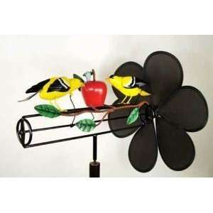 Goldfinches & Apple Whirligig Kinetic Wind Spinner Patio 
