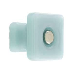 Square Milk Blue Glass Cabinet Knob With Nickel Bolt 